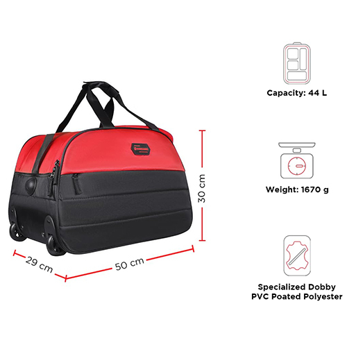 Wingman Polyester 44l Black And Red Duffle Trolley Bag - Feature: Easy To Carry