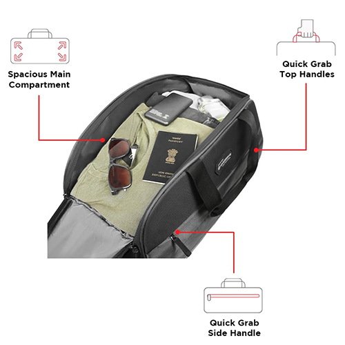 Wingman Polyester 44L Black And Grey Duffle Trolley Bag