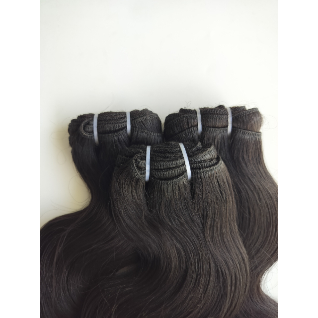 100% Real Body Wavy Weft Hair Extensions - Color: Natrual Black And Brown
