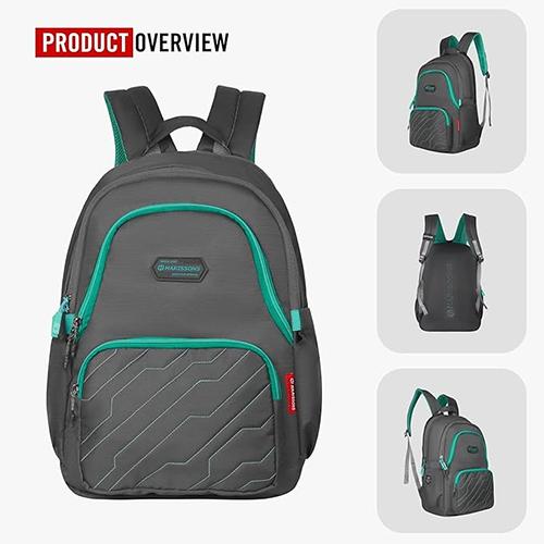 ZAP 28L Grey And Teal Casual College Backpack