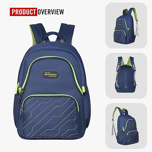 ZAP 28L  Navy And Green Casual College Backpack