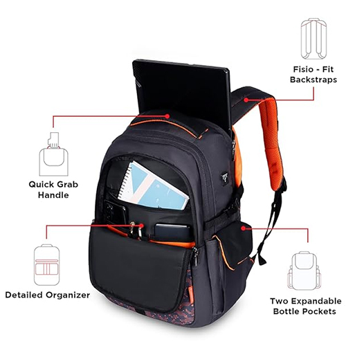 Electrozen 32L Grey-Orange Laptop Backpack