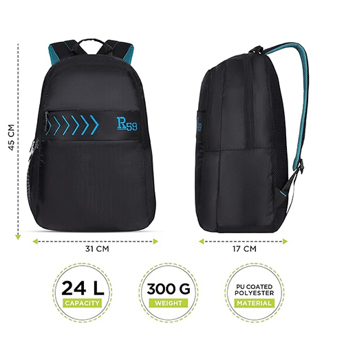 R59 Dart By Harissons Urban 24L Black Lightweight And Durable Casual Backpack
