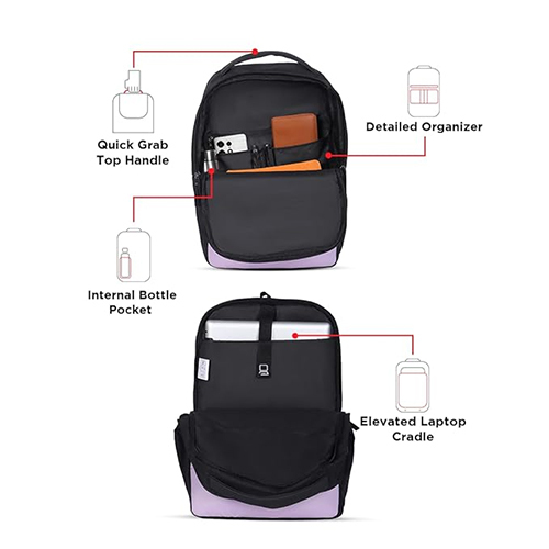 Zenith 16L Purple Compact Vegan Leather Laptop Backpack