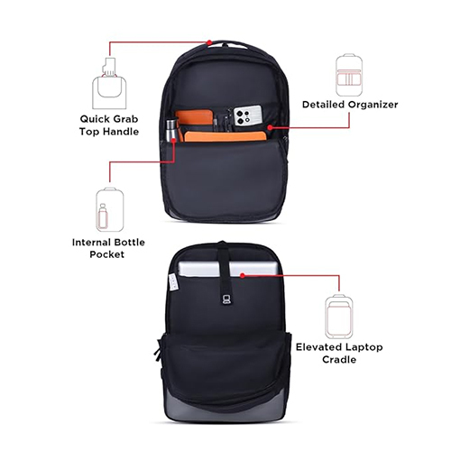 Zenith 16L Grey Compact Vegan Leather Laptop Backpack