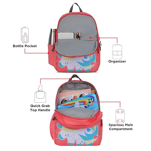 Unicorn Mystical 16L Coral Primary School Backpack