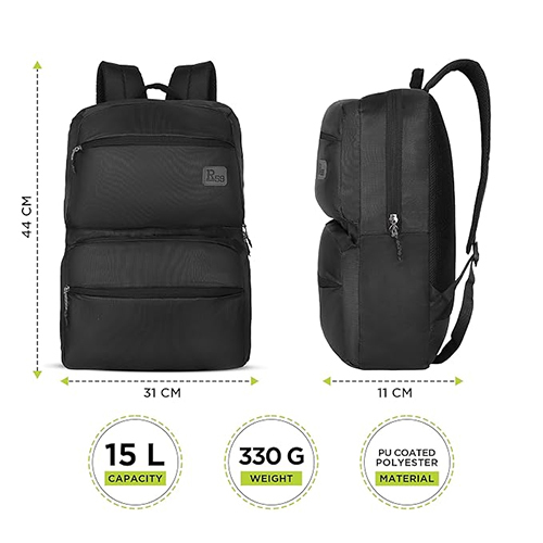 R59 Iris 15l Black Laptop Backpack - Capacity: 15 Ltr