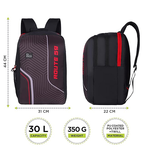 R59 Chad 30L Black-Red Casual Backpack