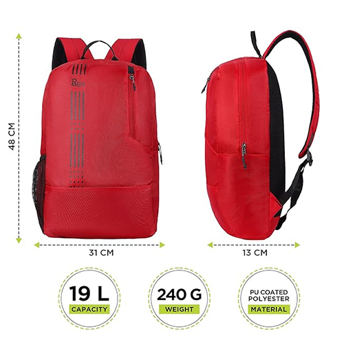R59 Grid By Harissons 19L Red-Black Lightweight And Durable Casual Backpack