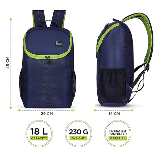 R59 Vertex 18L Navy And Green Casual Backpack