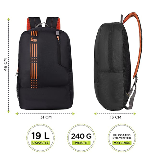 R59 Grid By Harissons 19L Black-Orange Lightweight And Durable Casual Backpack