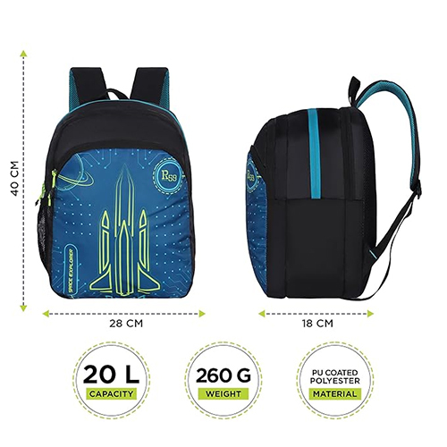 R59 Spacecraft 20L Black-Teal School Bag
