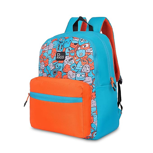 R59 Doodle 20L Teal-Orange School Backpack - Capacity: 20 Ltr