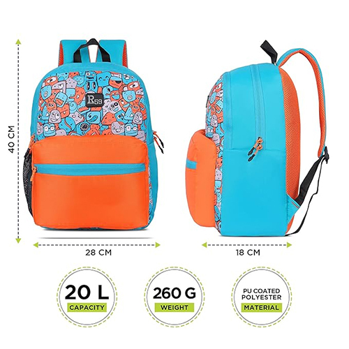 R59 Doodle 20L Teal-Orange School Backpack