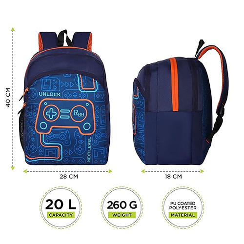 R59 Robokid 20L Navy-Orange School Backpack