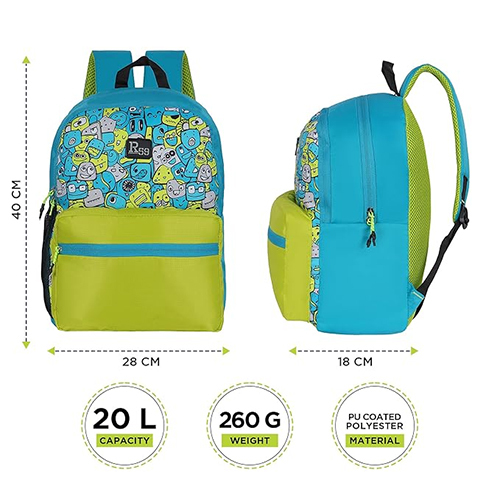 R59 Doodle 20L Teal-Pea Green School Backpack