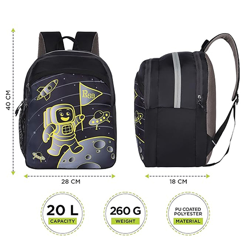 R59 Cosmokid 20L Black-Grey School Backpack