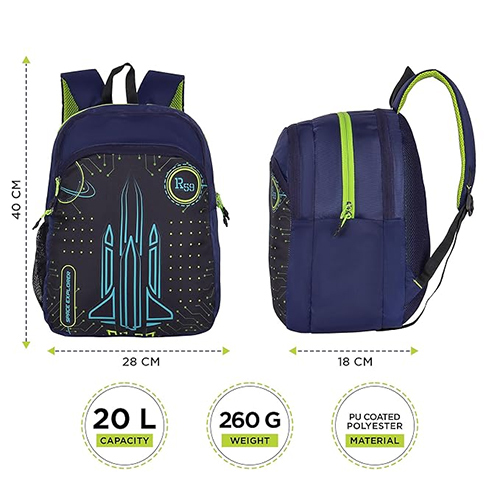 R59 Spacecraft 20L Navy-Pea Green School Bag