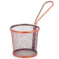 Mtbdr9A Antique Copper Mini Serving Basket Round - Color: Rose Gold
