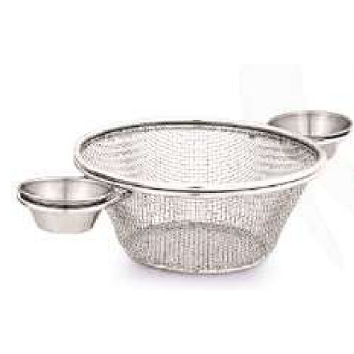 MFB18 Electro Polish Mini Serving Basket Round with Dips Stainless Steel