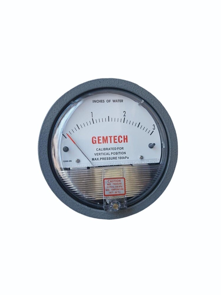 Model G2300-4cm Gemtech Differential Pressure Gauge Range 2-0-2 Cm W.c