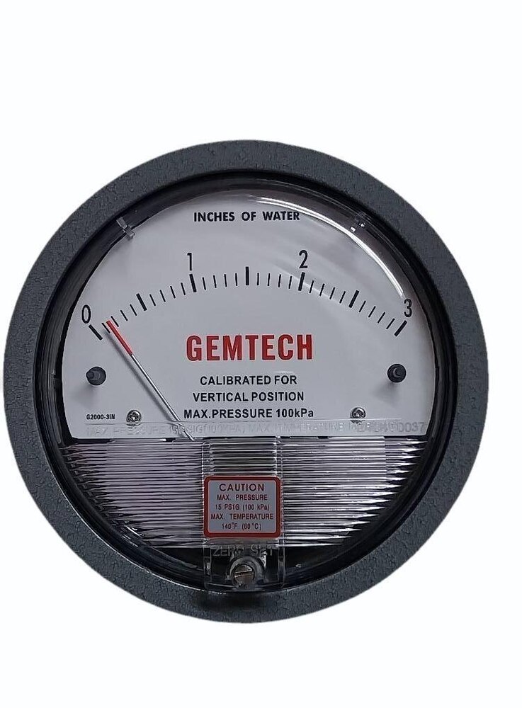 Model G2300-4cm Gemtech Differential Pressure Gauge Range 2-0-2 Cm W.c