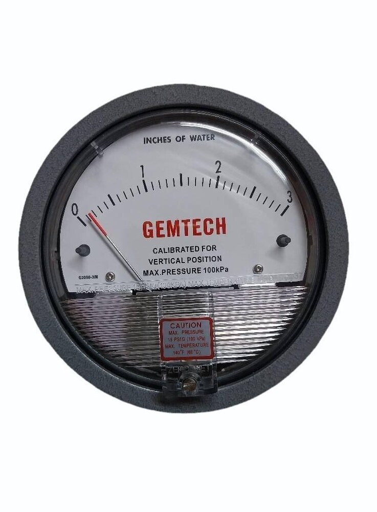 GEMTECH SERIES G2300-4CM  Differential Pressure Gauge Range 2-0-2 CM W.C