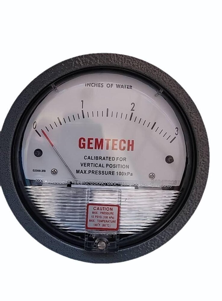 Gemtech Series G2300-4cm Differential Pressure Gauge Range 2-0-2 Cm W.c
