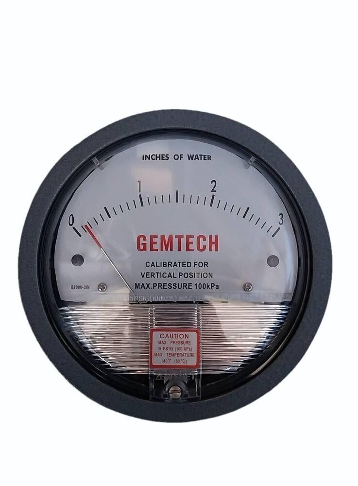 GEMTECH SERIES G2300-4CM  Differential Pressure Gauge Range 2-0-2 CM W.C