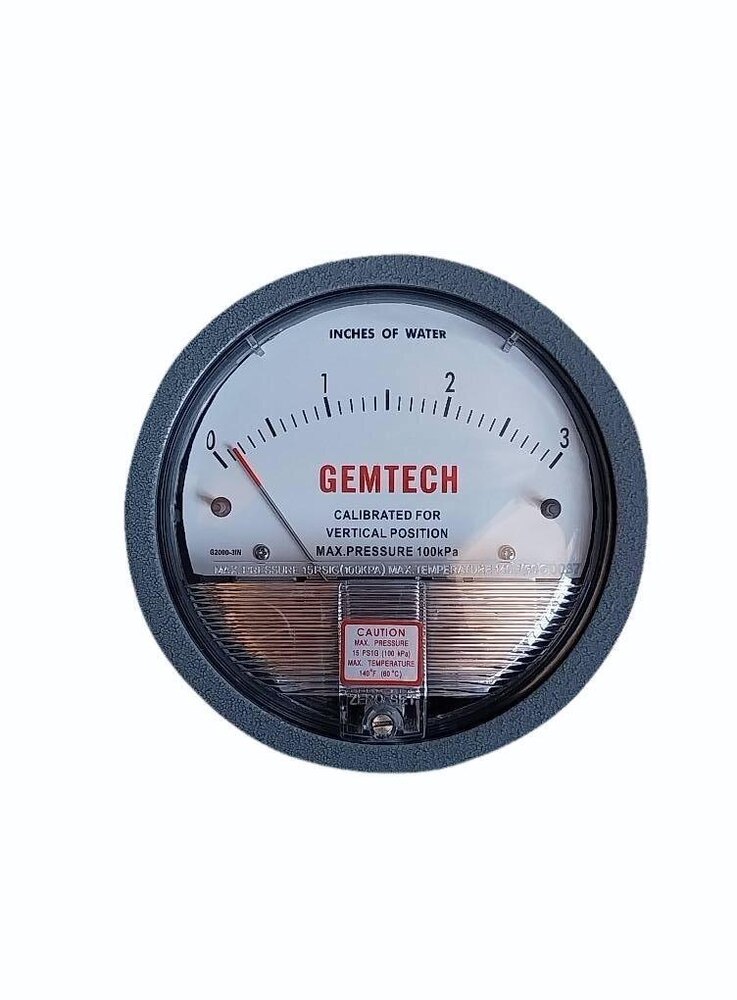 GEMTECH SERIES G2300-30CM Differential Pressure Gauge Range 15-0-15 CM W.C