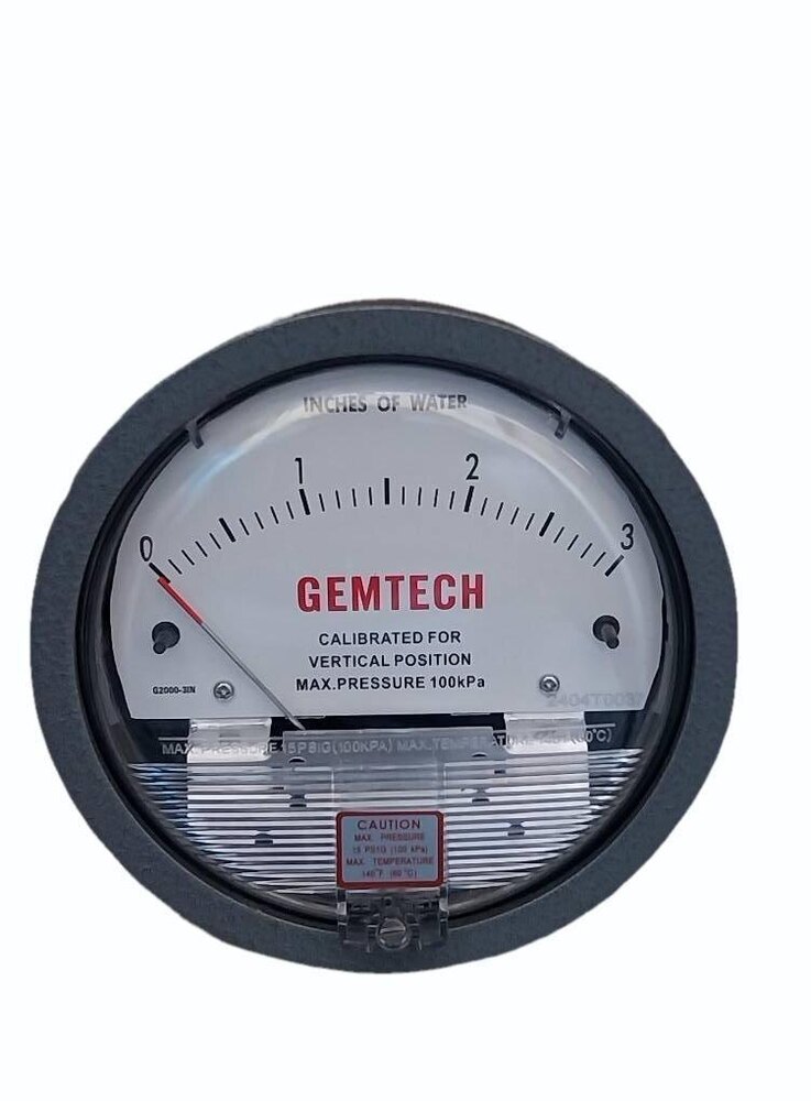 GEMTECH SERIES G2300-30CM  Differential Pressure Gauge Range 15-0-15 CM W.C