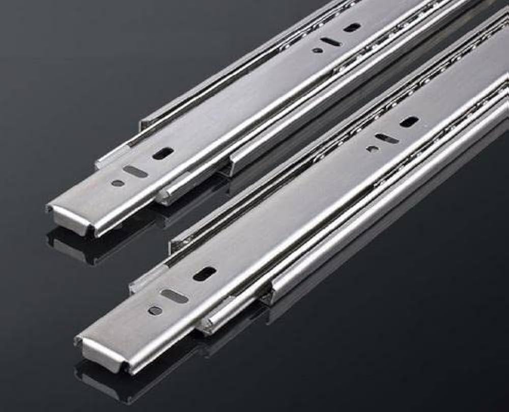 Telescopic Drawer Channel - Stainless Steel & Aluminium, 8 Inch Length, Black Finish, Durable & Corrosion Resistant, Rectangular Design