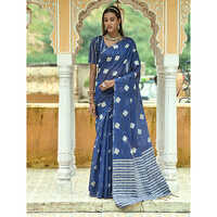 Printed Cotton Saree - Color: Blue