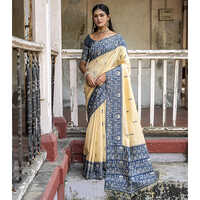 शुद्ध कच्चा प्रिंटेड साड़ी