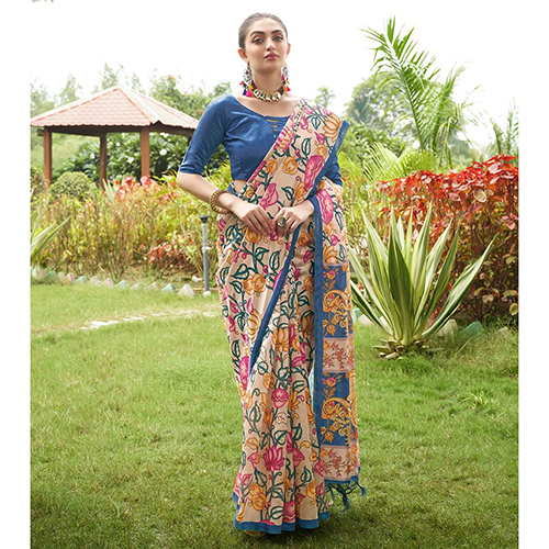 Tussar Cotton Saree - Color: Multicolor