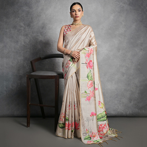 Tussar Lotus Saree