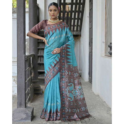 Tussar Silk Saree - Color: Multicolor