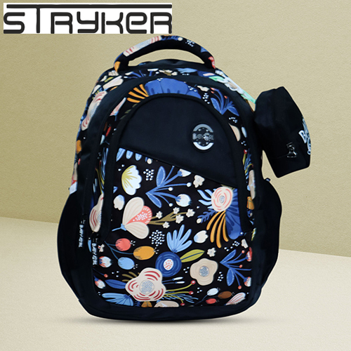 Navy Blue Printed Backpack - Design: Modern