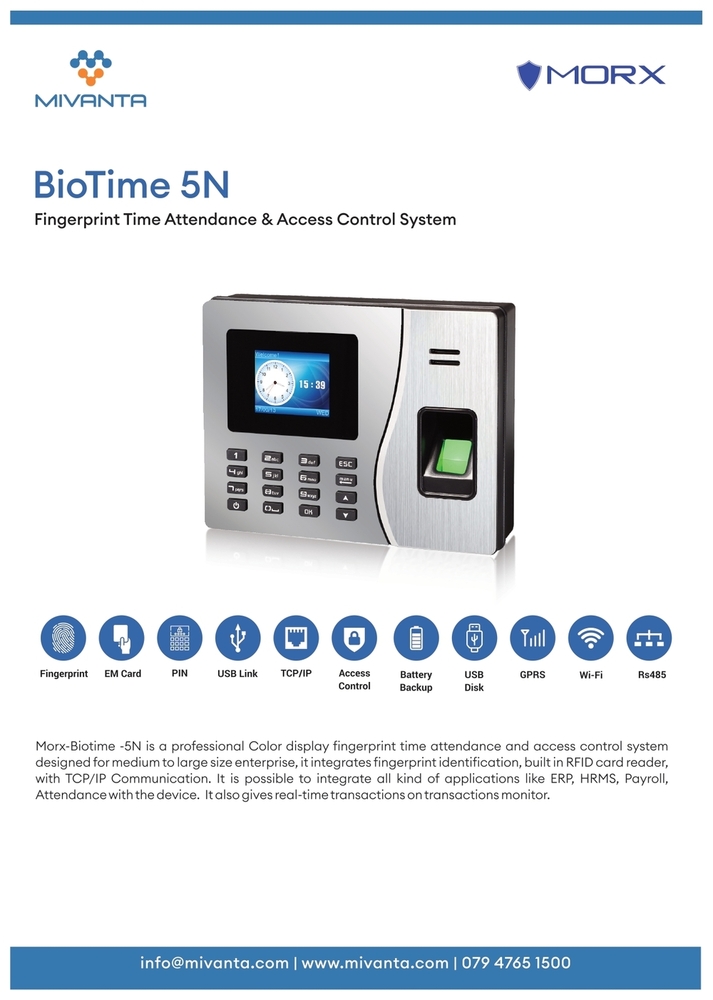 MORX BioTime 5N Time Attendance And Access Control