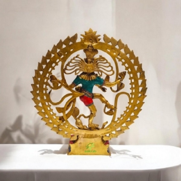 Brass Lord Nataraj Idol Stone Finish | Contemporary Design by Aakrati | Handcrafted Brass Nataraja Statue ( Multicolor, 22 inch)