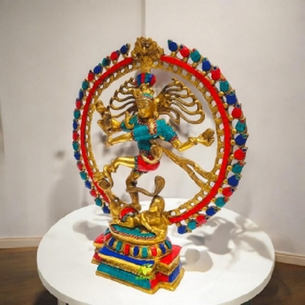 Brass Lord Nataraj Idol Stone Finish | Contemporary Design by Aakrati | Handcrafted Brass Nataraja Statue ( Multicolor, 22 inch)