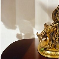 Brass Krishna Murti Statue | Traditional Indian Craftsmanship | Antique Brass Krishna Murti Idol ( Yellow, 8.5 inch)