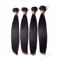 Raw Unprocessed Natural Black Straight  Machine Weft Human Hair Extensions