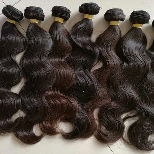Raw Human Hair - Remy Indian Hair, Black Color | Smooth Texture, Plain Style For Women And Girls