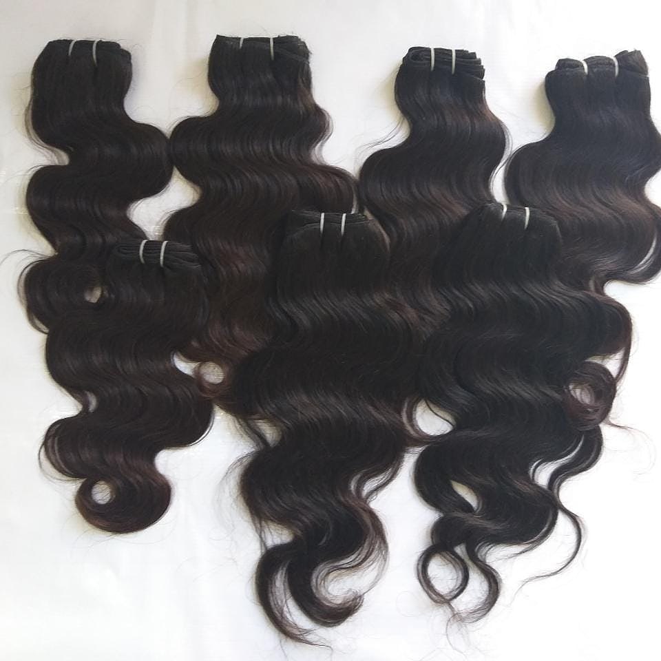 Raw Human Hair - Remy Indian Hair, Black Color | Smooth Texture, Plain Style For Women And Girls