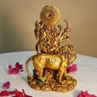 Brass Goddess Durga standing murti | Hand Carved Pooja Ghar Statue