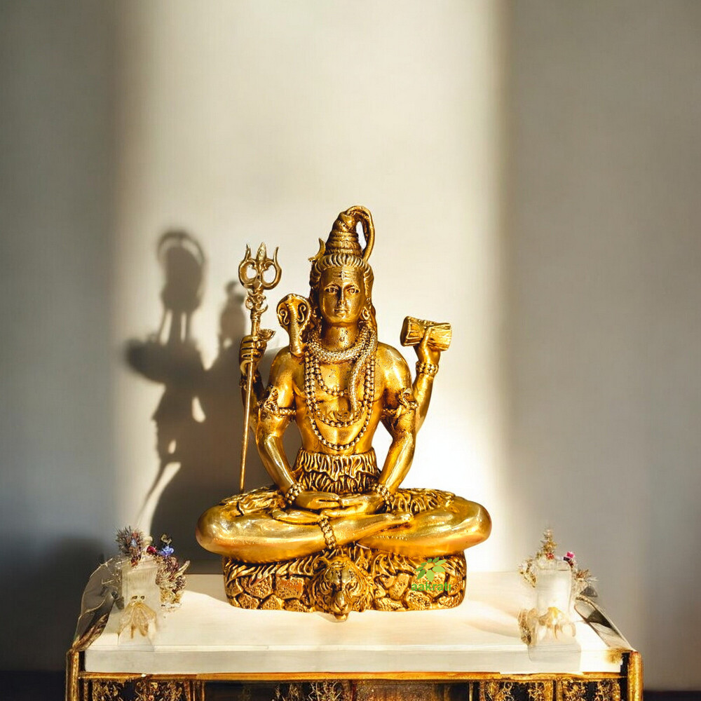 Premium Brass Shiv Murti | Lightweight & Durable Design | Divine Brass Shiv Idol ( Yellow, 4 inch)