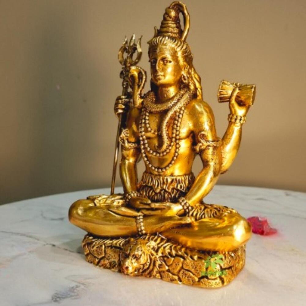 Premium Brass Shiv Murti | Lightweight & Durable Design | Divine Brass Shiv Idol ( Yellow, 4 inch)