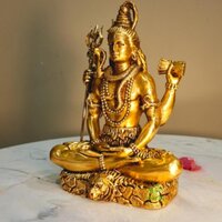 Premium Brass Shiv Murti | Lightweight & Durable Design | Divine Brass Shiv Idol ( Yellow, 4 inch)