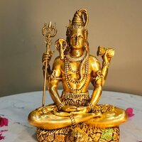 Premium Brass Shiv Murti | Lightweight & Durable Design | Divine Brass Shiv Idol ( Yellow, 4 inch)
